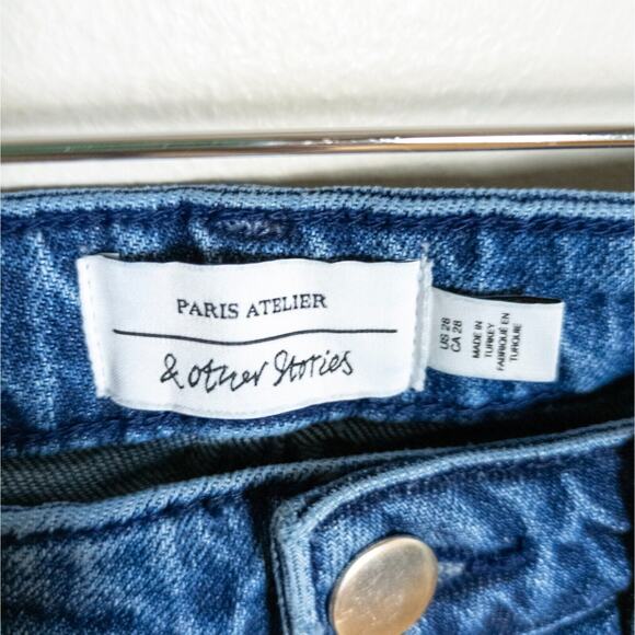 & OTHER STORIES Kick Crop Flared Jeans Medium Wash Stretch Denim Women's 28 - Picture 3 of 4